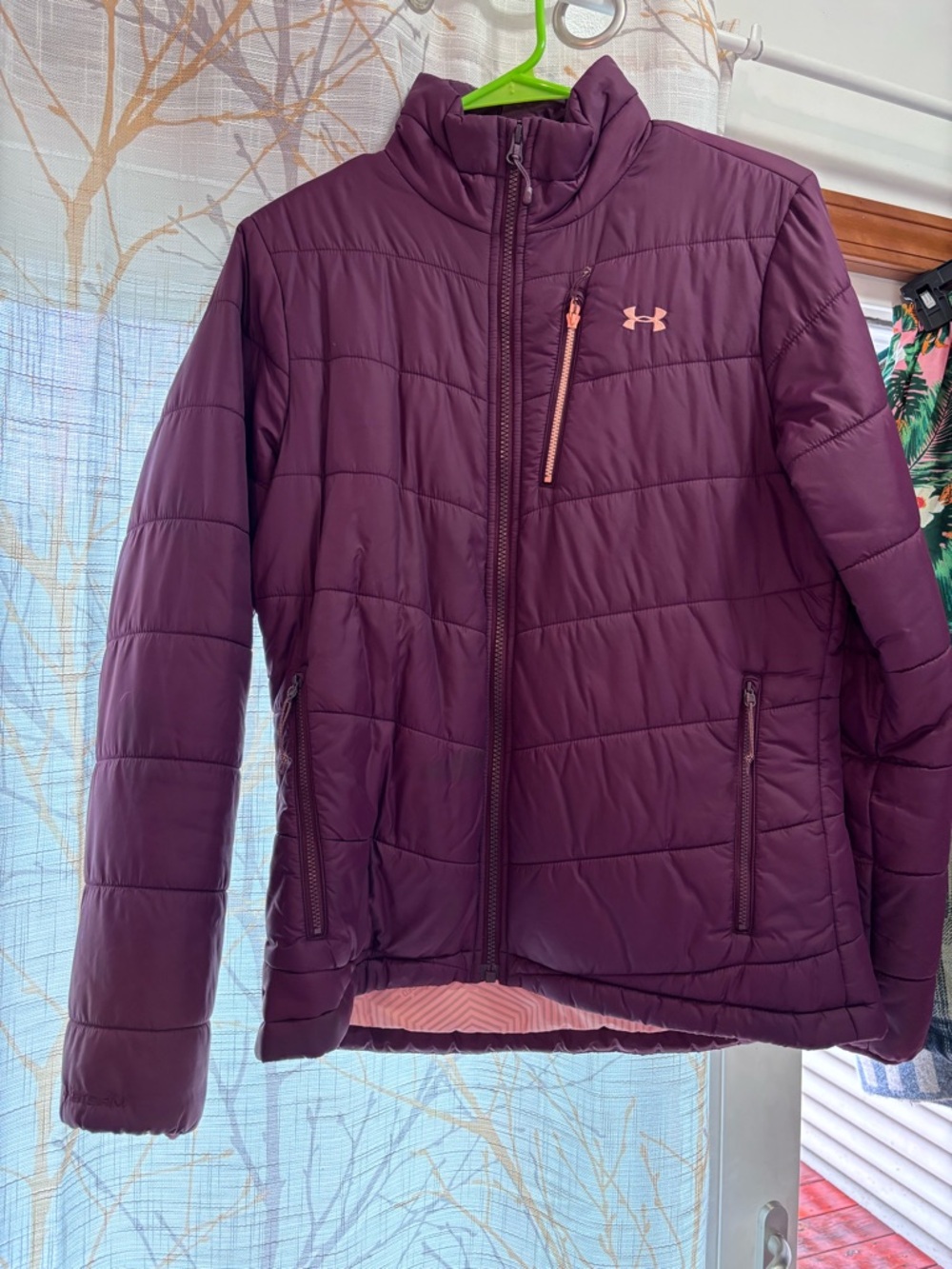 Under Armour Quilted Jacket in Plum with Pink Lining